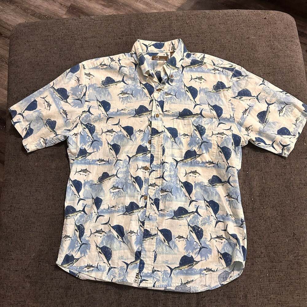 Cafe Luna Men's Tropical Fish Button Down Shirt